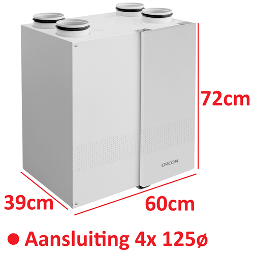 orcon 22000020 WTW h72xb60xd39 4x125ø HRC 220m³/h