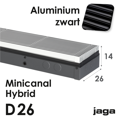 jaga minicanal hybrid alu.zwart d14x26x270cm 4491w
