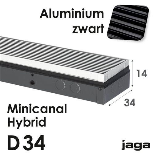 jaga minicanal hybrid alu.zwart d14x34x190cm 4171w