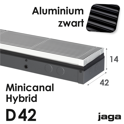 jaga minicanal hybrid alu.zwart d14x42x130cm 2953w