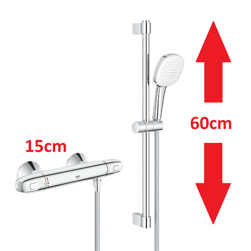 grohe 34820005 temp110 douche 1000 glijst+kop 60cm