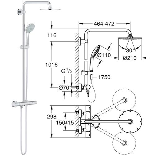 grohe 27964000 euphoria rainshower douche 210 mm