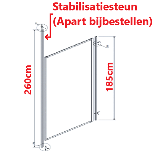 novelini TPDF80-23B acryl spatscherm 185cm x 80cm