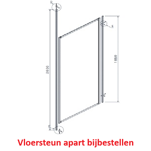 novellini R80BSTPDF-B plafond/vloersteun 260cm